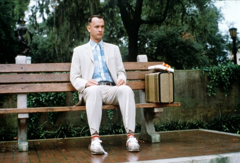 Man Sitting on Bench — Brown, Calm