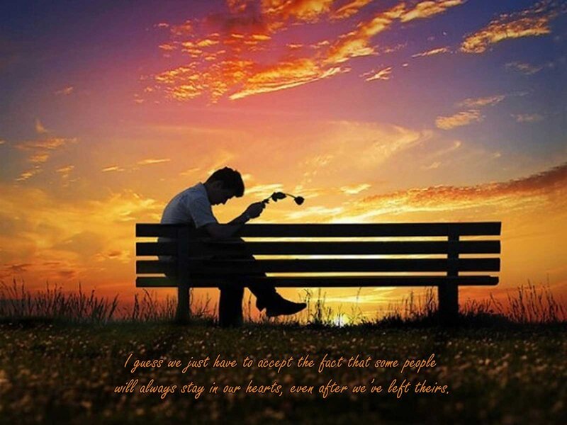 Man Sitting on Bench — Orange, Dramatic