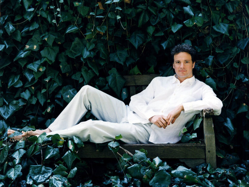 Man Sitting on Bench — White