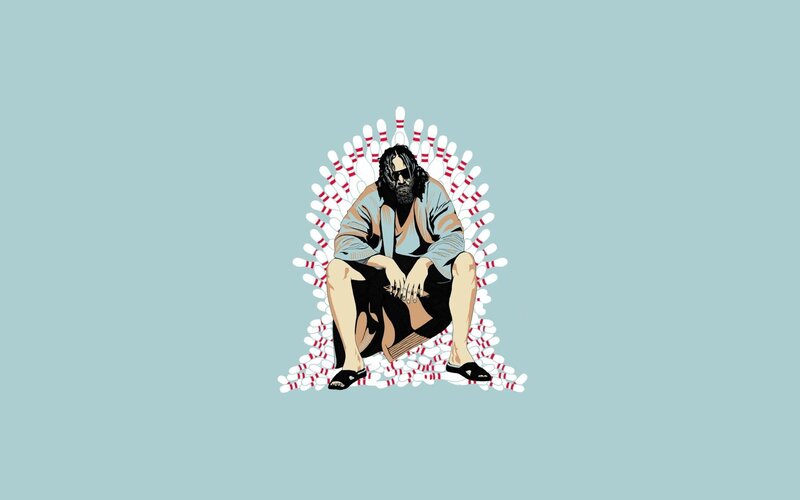 Man Sitting on Bowling Pin Throne — Light Blue, Calm