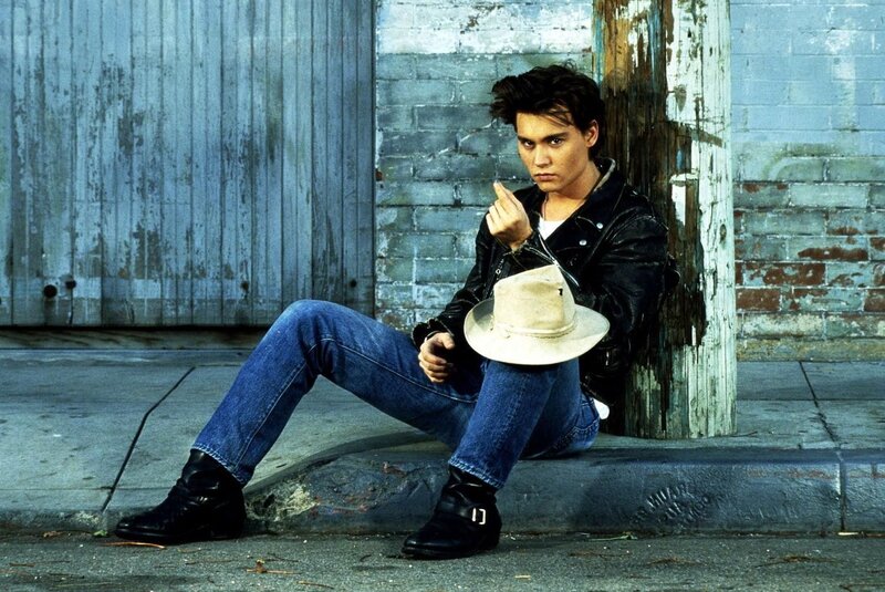 Man Sitting on Curb — Blue