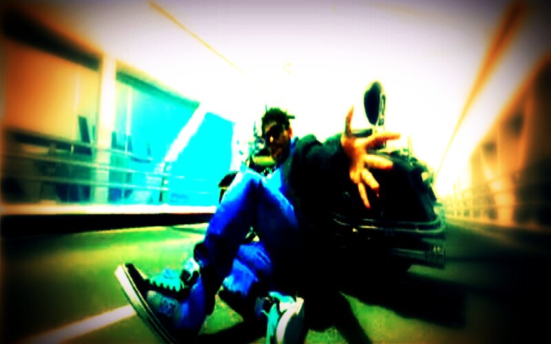 Man Sitting on Motorcycle — Blue