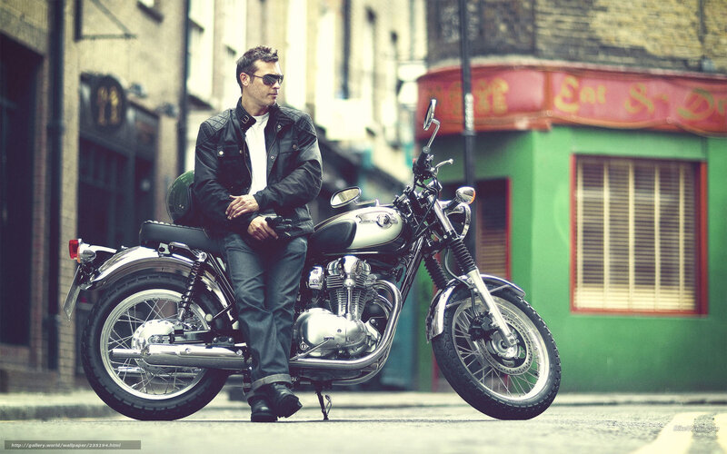 Man Sitting on Motorcycle — Green