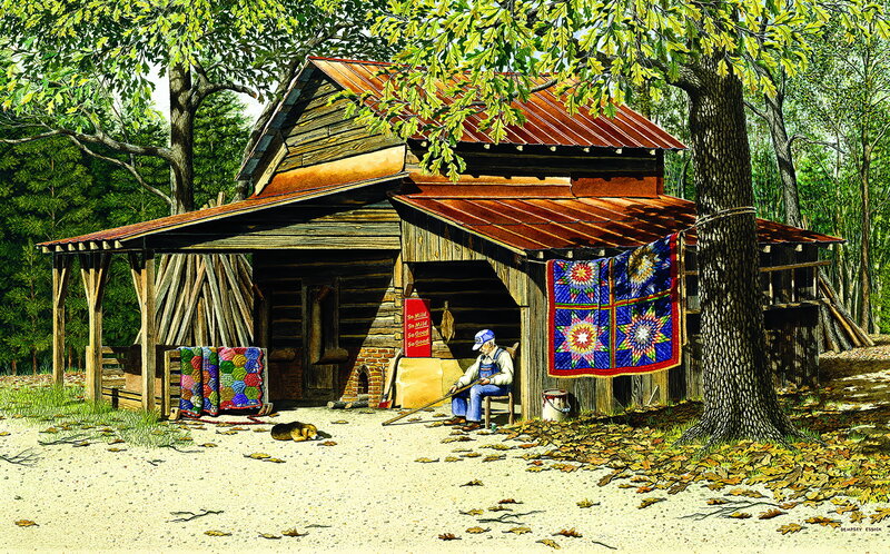 Man Sitting on Porch