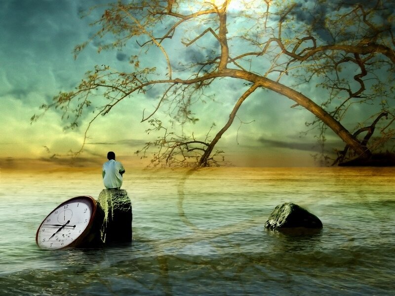 Man Sitting on Rock