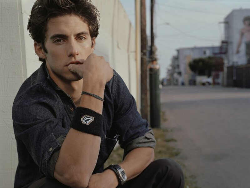 Man Sitting on Street — Blue
