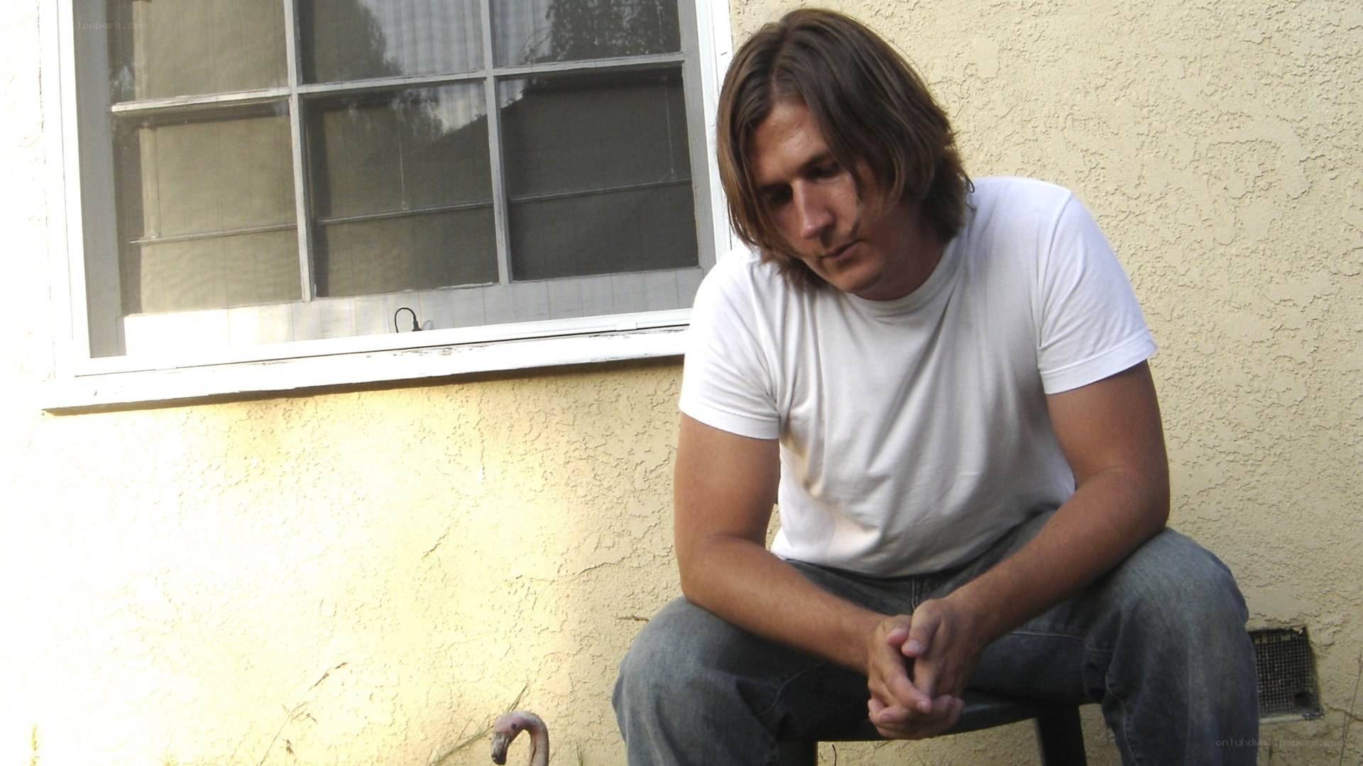 man sitting outside