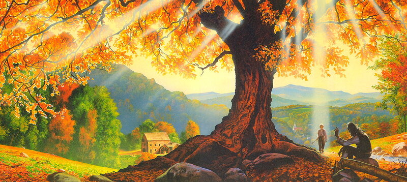 Man Sitting under Tree — Orange
