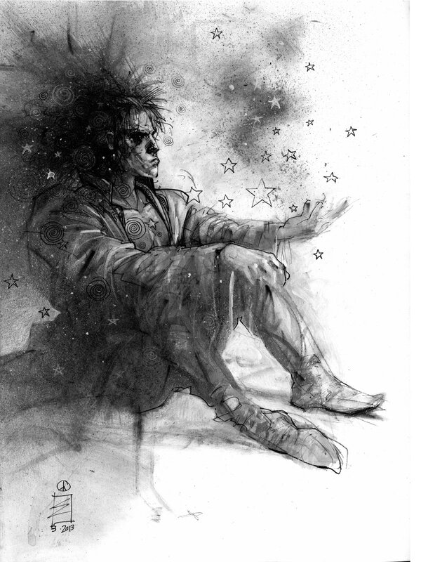 Man Sitting with Stars