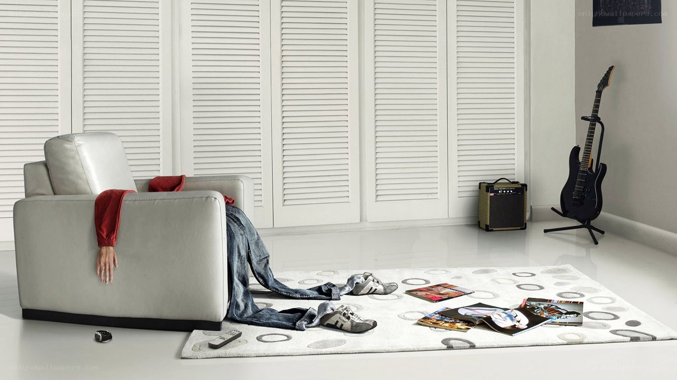 Man sleeping in armchair