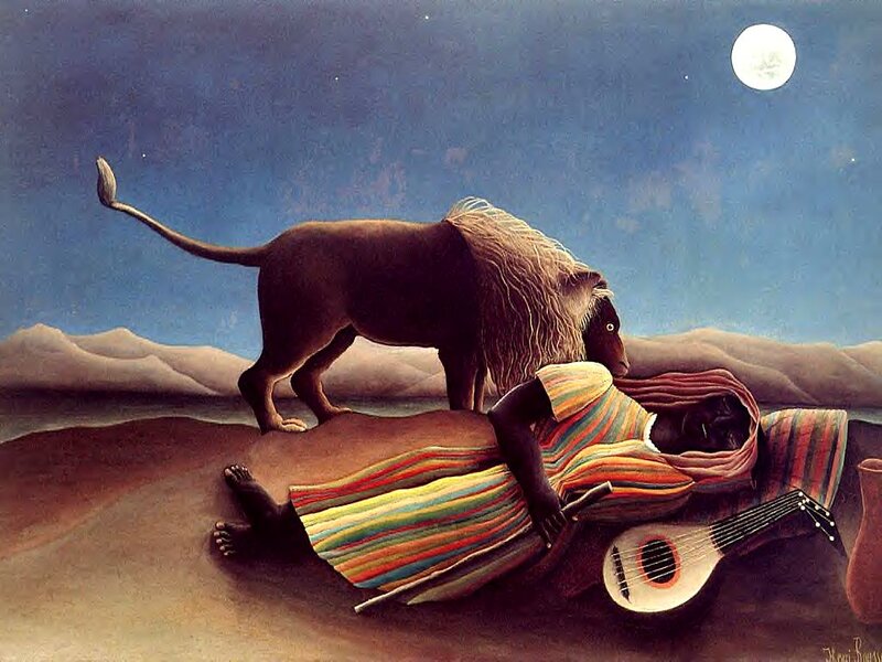 Man Sleeping with Lion