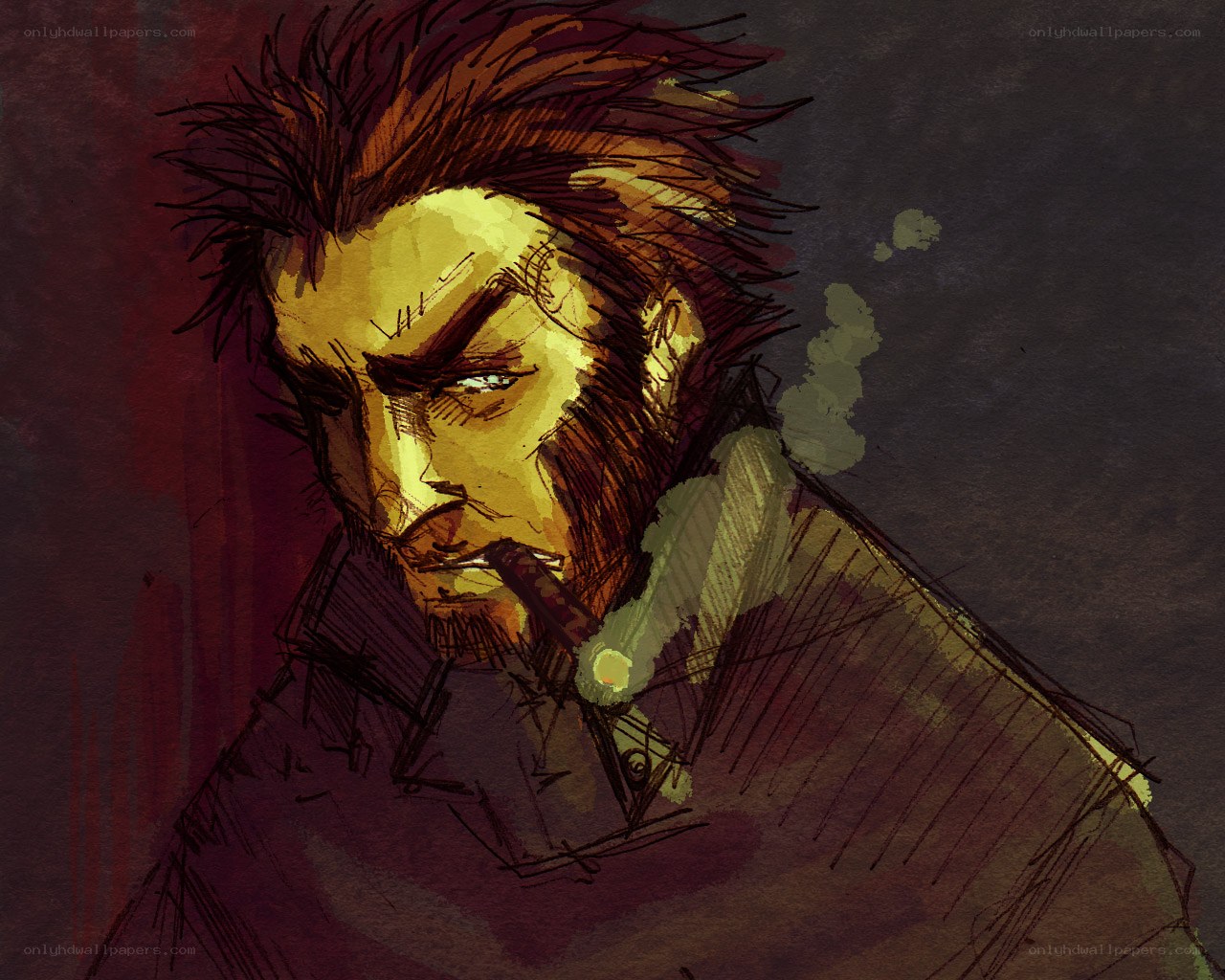 man smoking a cigarette