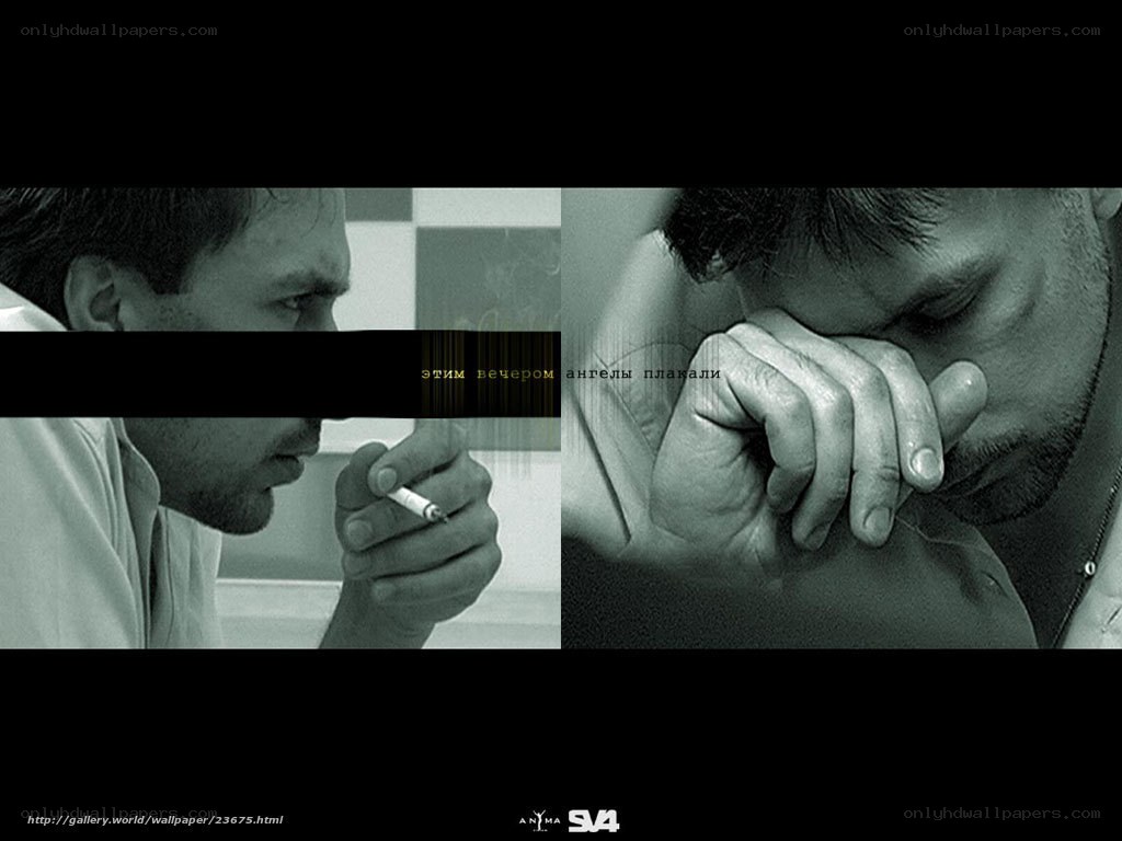 Man smoking and holding face