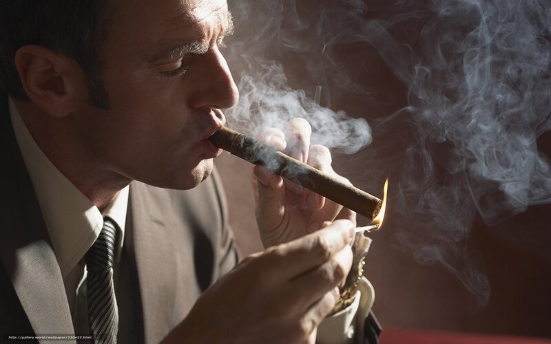 Man Smoking Cigar — Brown, Dramatic