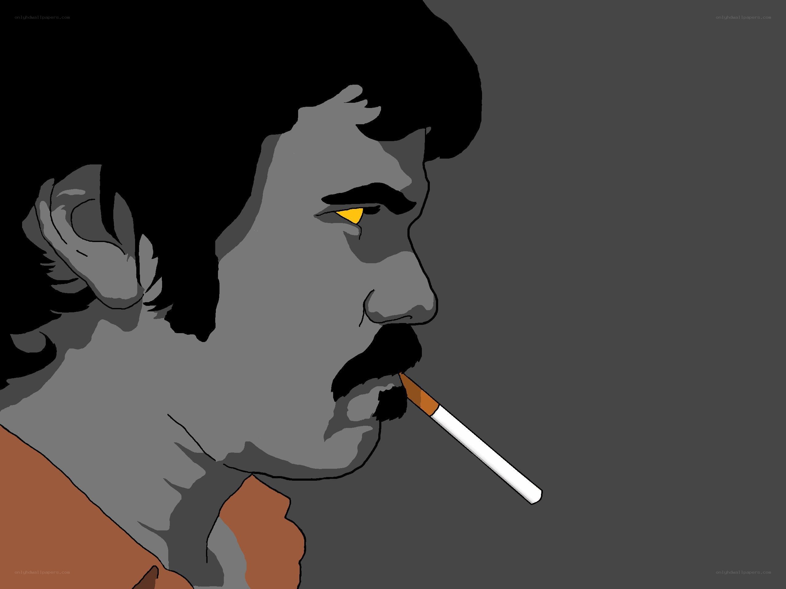man smoking cigarette