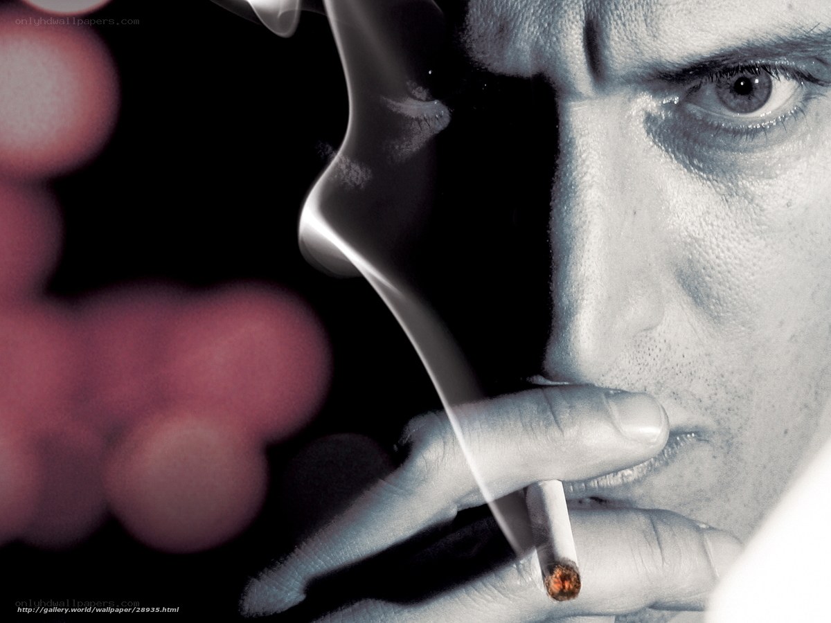 man smoking cigarette