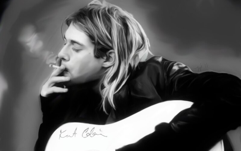 Man Smoking Cigarette — Black, Contemplative, Digital Art
