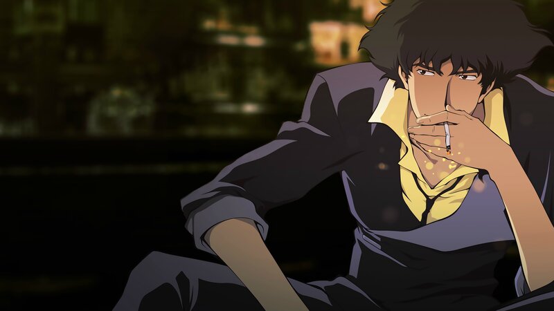 Man Smoking Cigarette — Black, Dark, Contemplative, Night, Anime