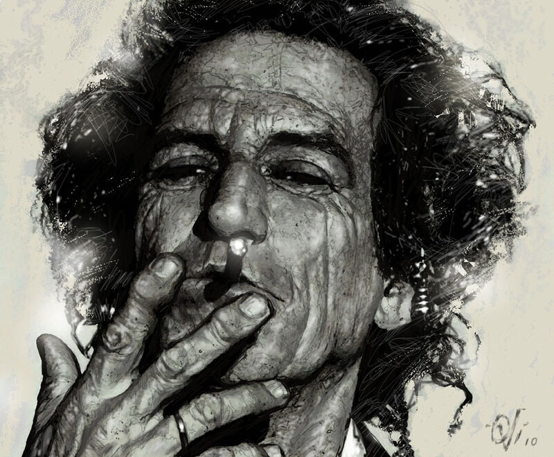 Man Smoking Cigarette — Black, Dramatic, Digital Art