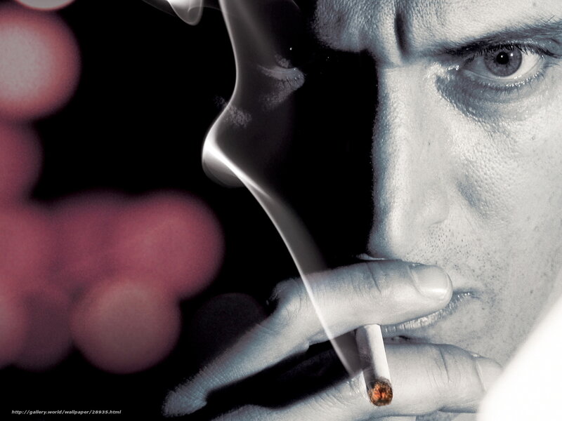 Man Smoking Cigarette — Black, Dramatic, Photograph, Smoke