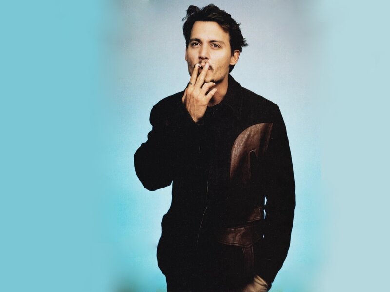 Man Smoking Cigarette — Blue, Neutral