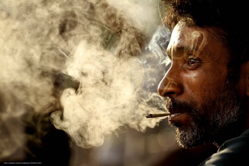 Man Smoking Cigarette — Brown