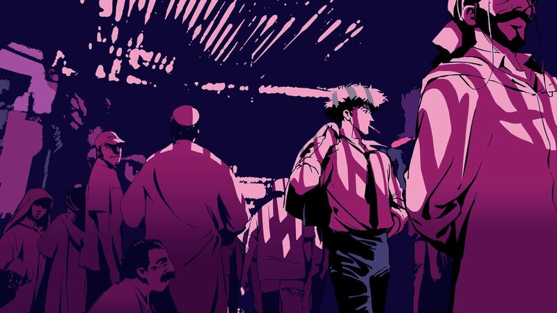 Man Smoking in Crowd — Purple