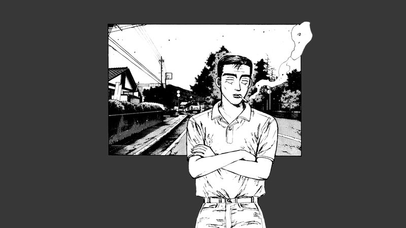 Man Smoking in Manga Panel