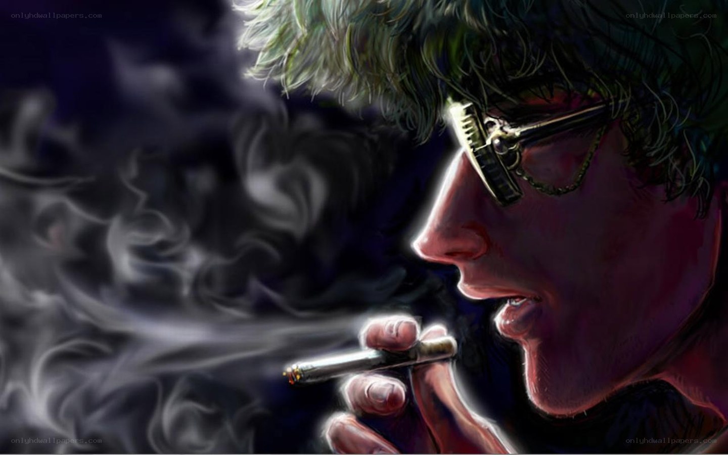 man smoking in profile