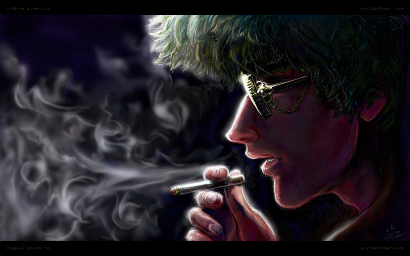 man smoking in profile