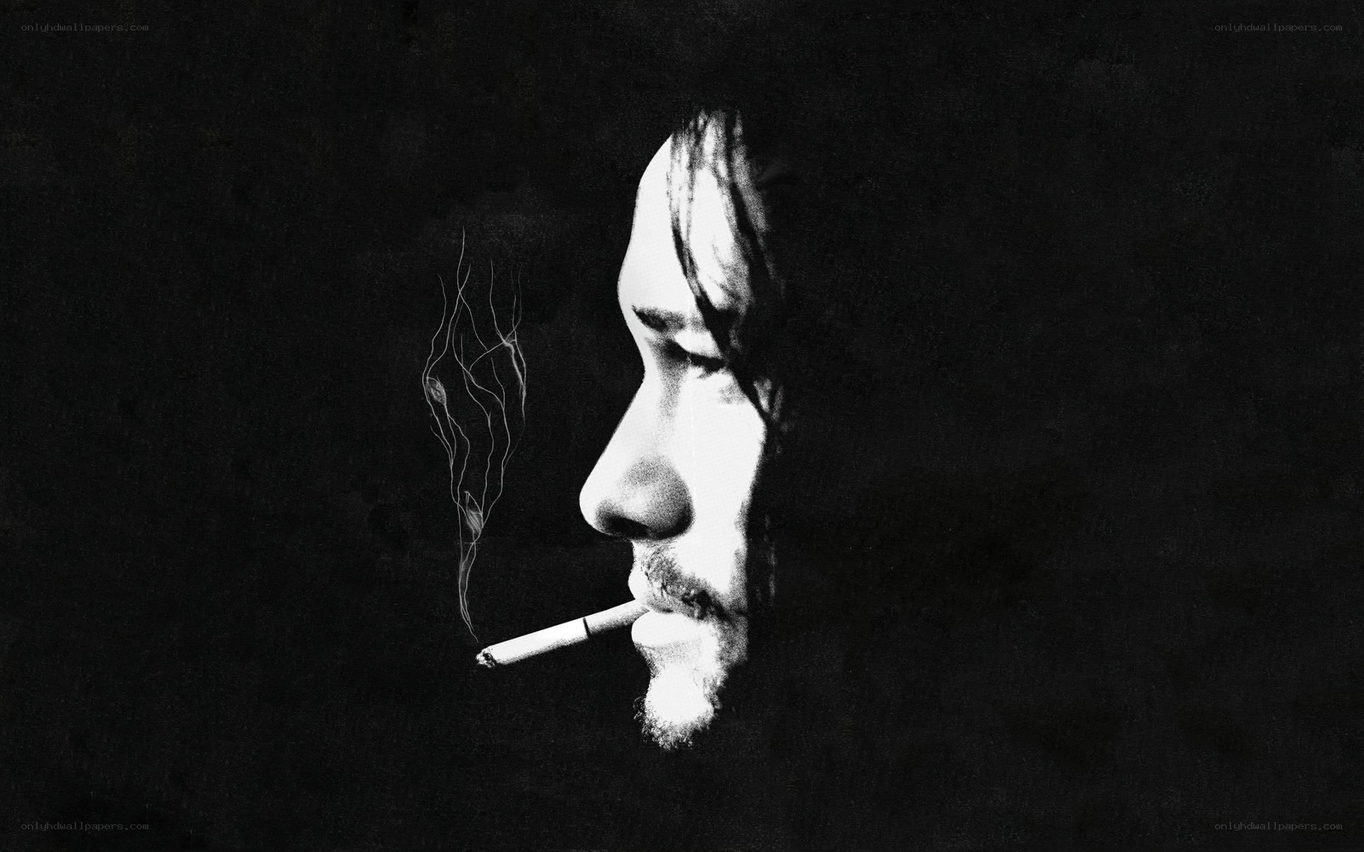 man smoking in profile
