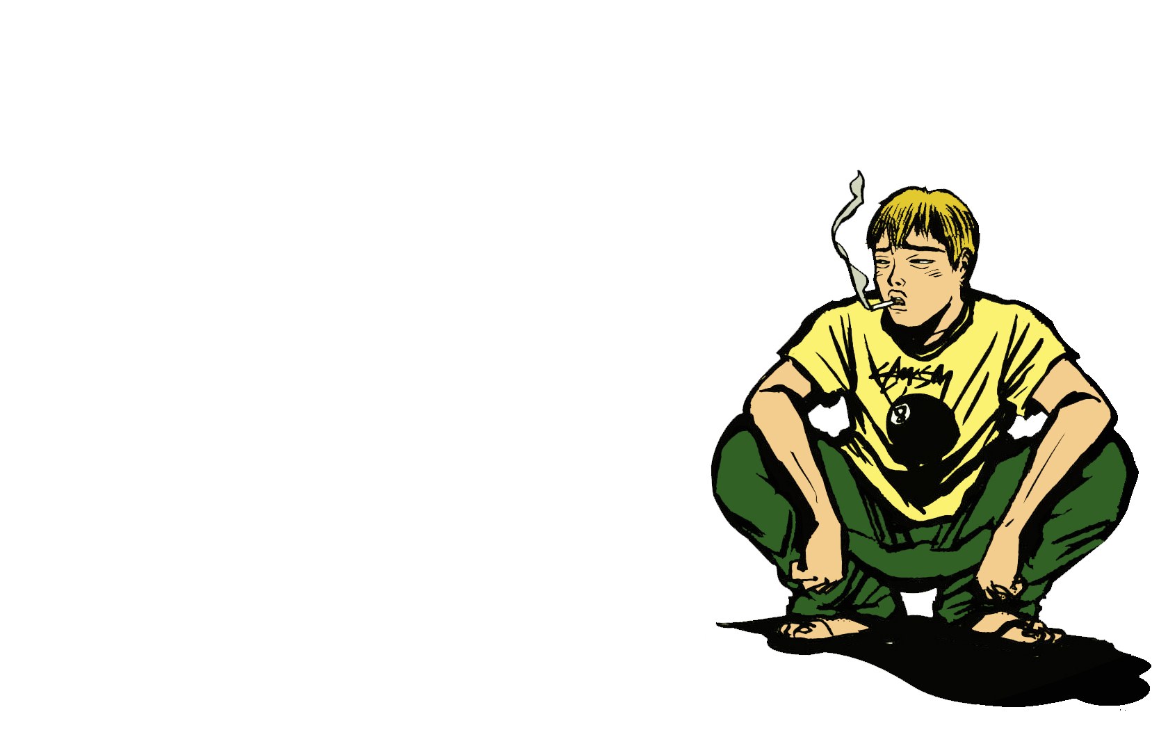 man smoking in squat