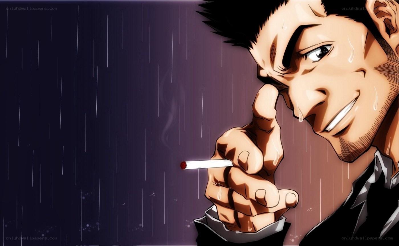 man smoking in the rain