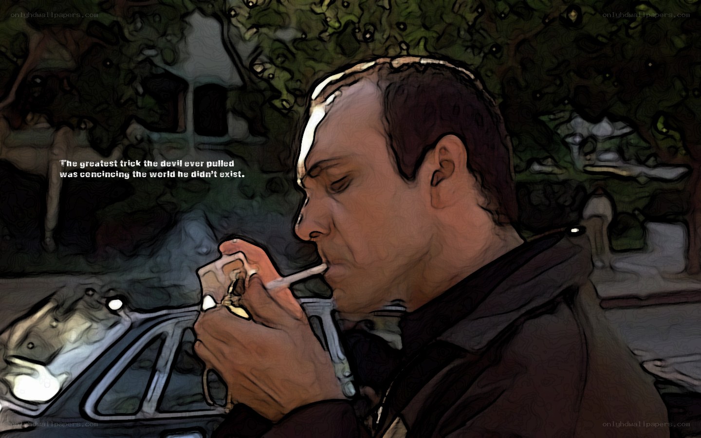 man smoking near car