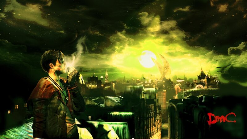 Man Smoking on Rooftop