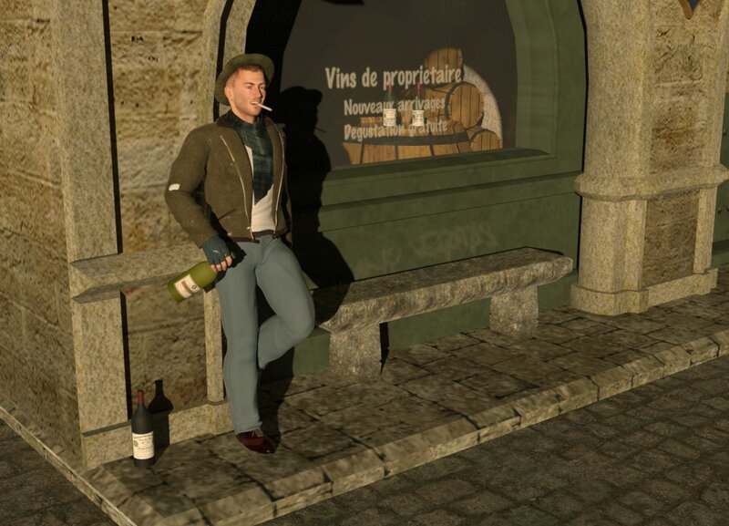 Man Smoking Outside Shop