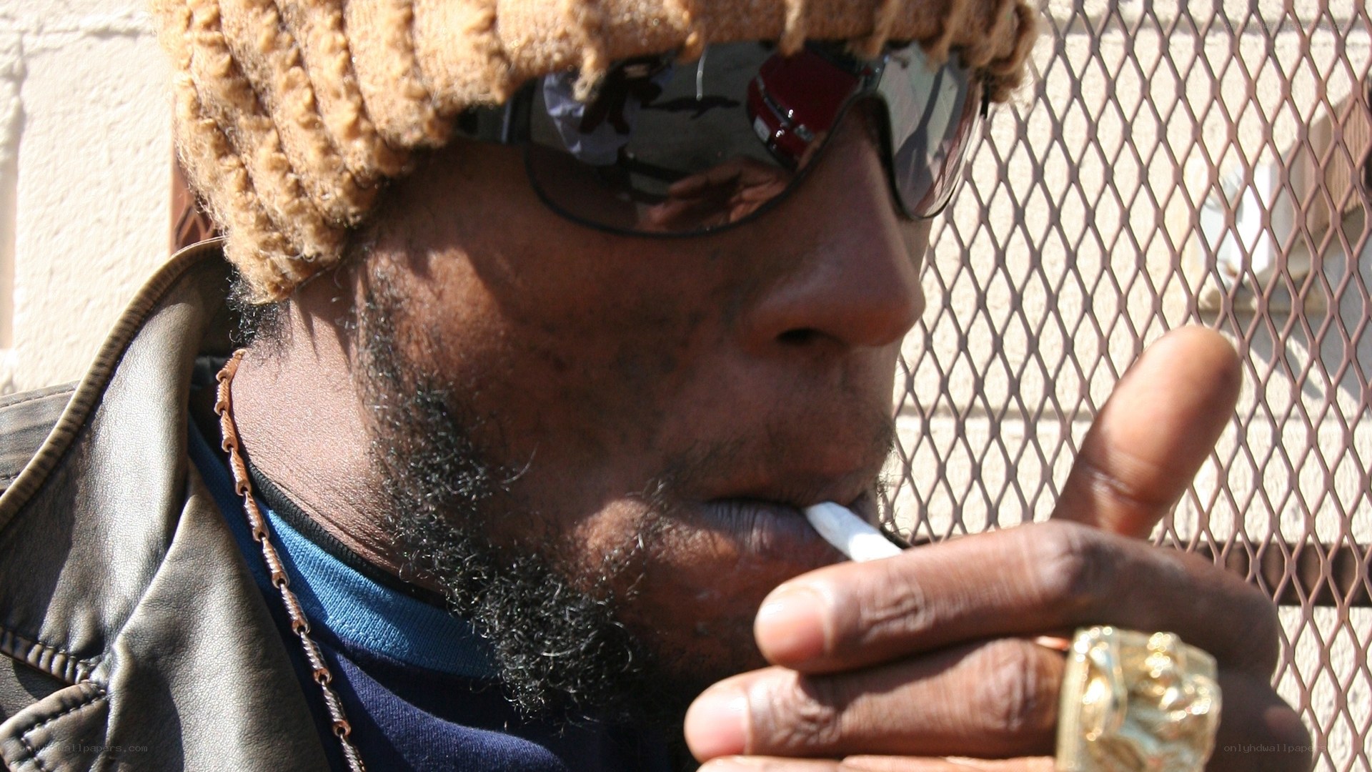 man smoking outside