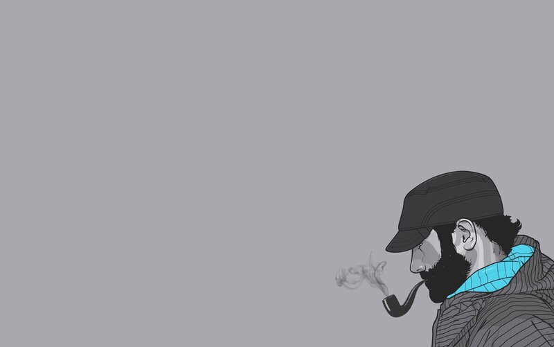 man smoking pipe illustration