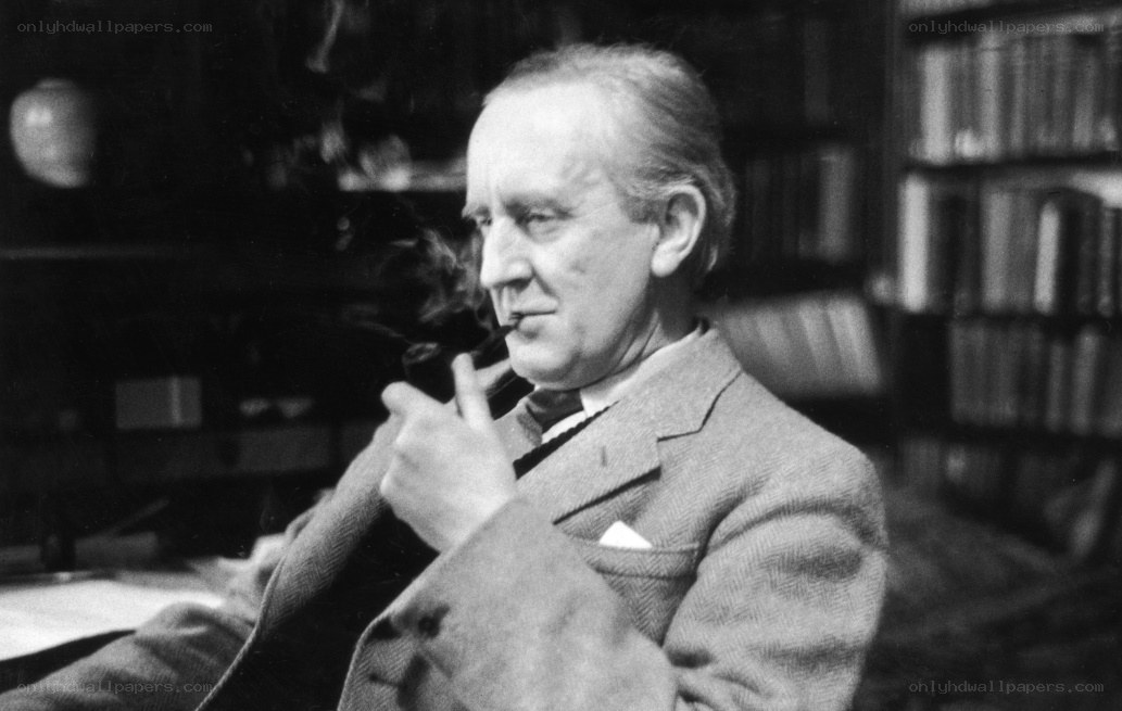 Man smoking pipe in library