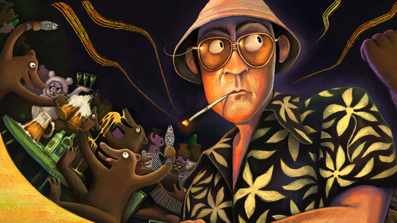 man smoking with animals