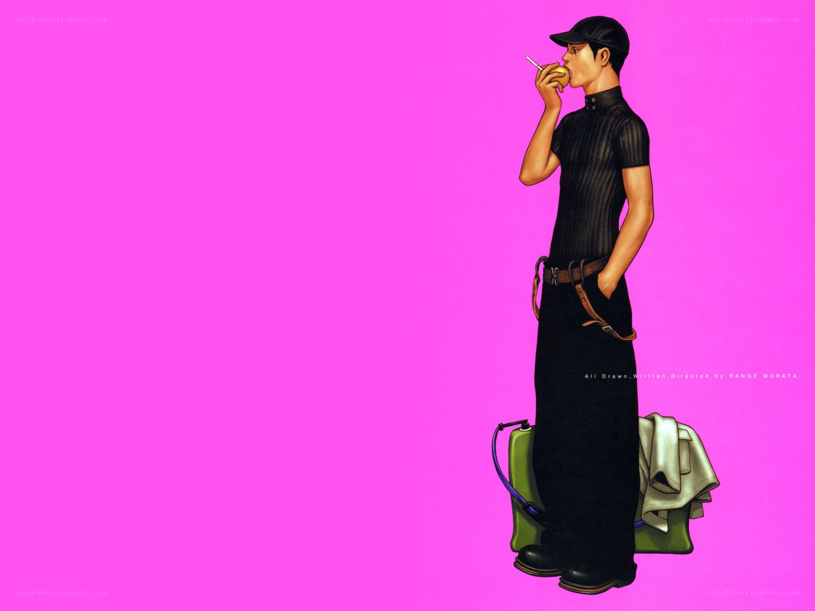 man smoking with luggage
