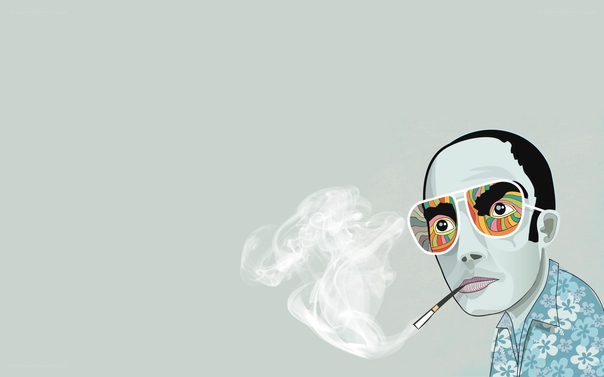 man smoking with psychedelic glasses