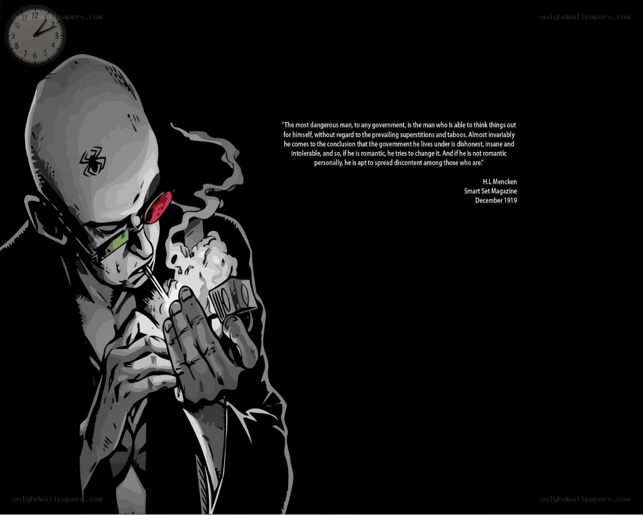 Man smoking with quote