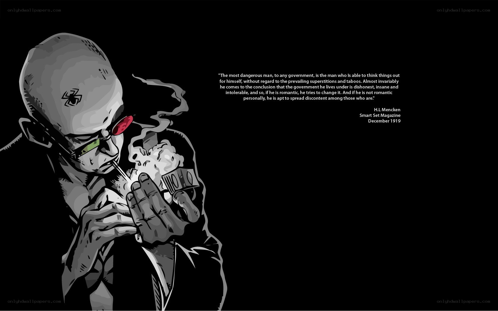 man smoking with quote
