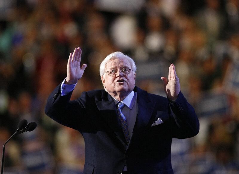 Man speaking at a rally