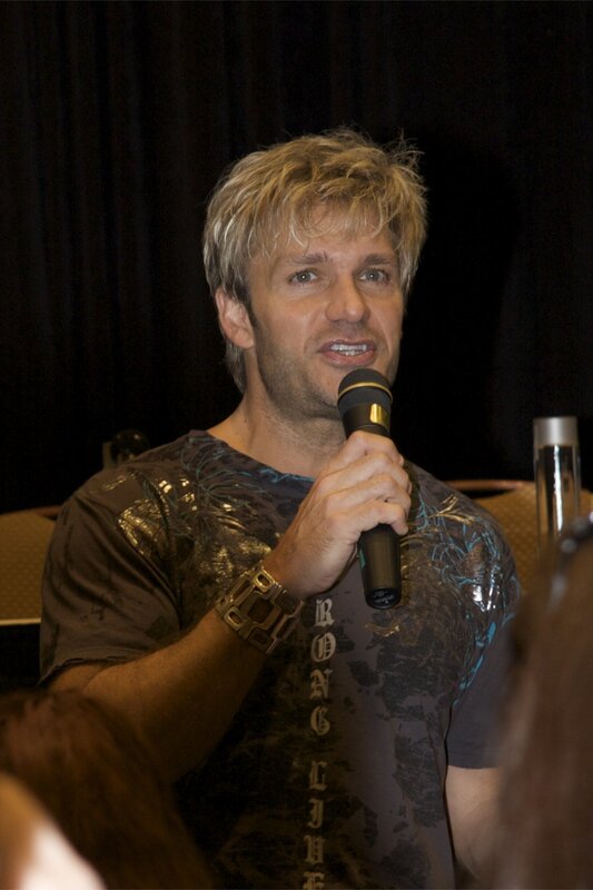 man speaking into microphone