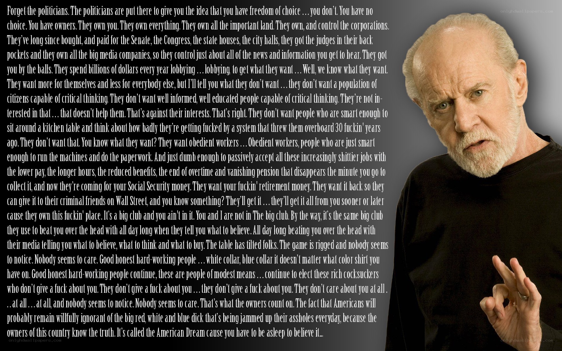 man speaking with text