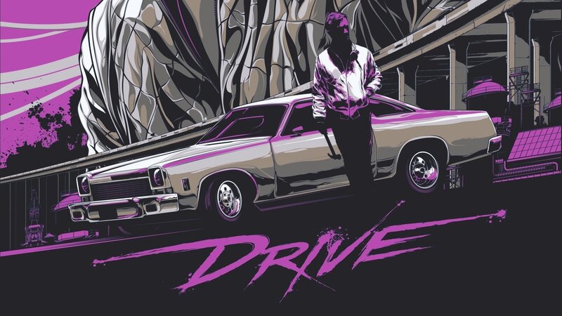 Man Standing by Car — Purple
