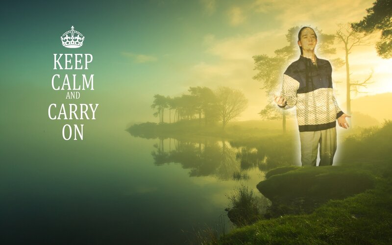 Man Standing by Lake — Green