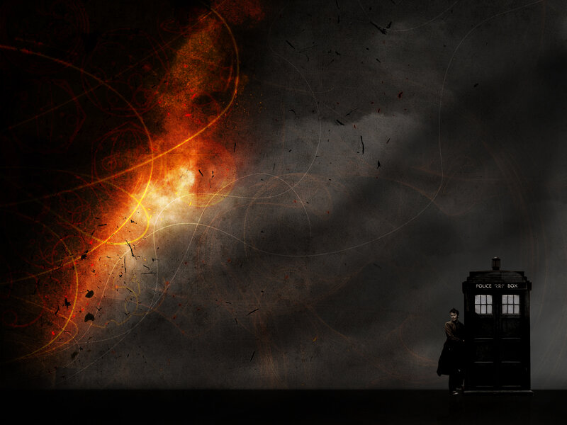 Man Standing by Police Box — Black